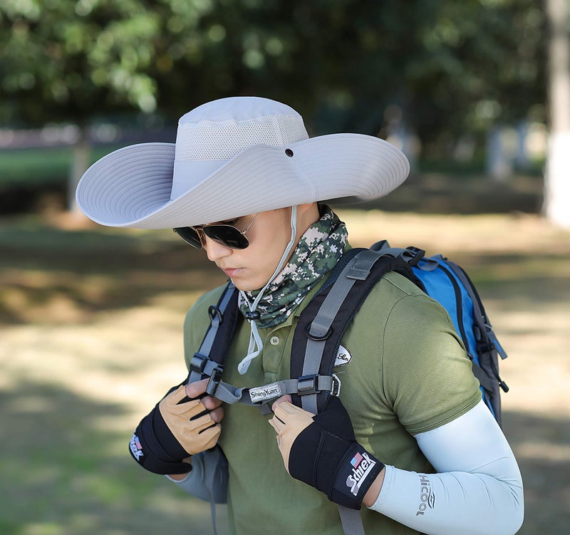 Huamulan 6" Super Wide Brim Sun Hats, Men and Women Bucket Hat for Fishing Hiking Garden Lawn Work Safari Camping Beach Kayaking Hn004-lightgray - Image 4